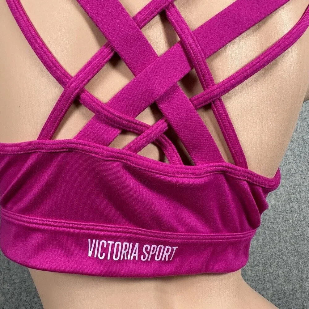 Victoria Sport Large Sports Bra Womens Pink Criss Cross Straps‎ Stretch Scoop